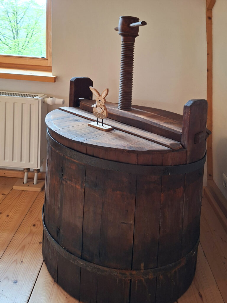 Das Bild zeigt Interieur des Wohnzimmers in der Obergeschoss Ferienwohnung in der Luxusboofe in Königstein